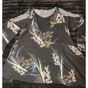 FREE PEOPLE Clear Skies Women’s S Small Floral Cold Shoulder‎ Tunic Dress